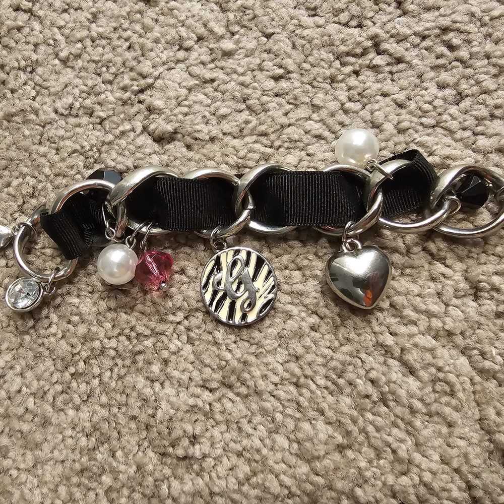 Silver and Black Charm Bracelet By GUESS